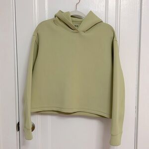 Boxy Ultra Stretch Dry Sweat Wick Cropped Moss Green Hoodie